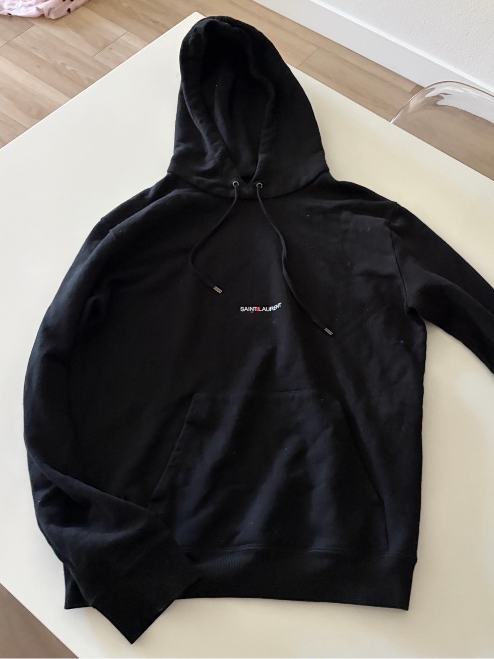 Saint Laurent Black Hoodie with Small Chest Logo